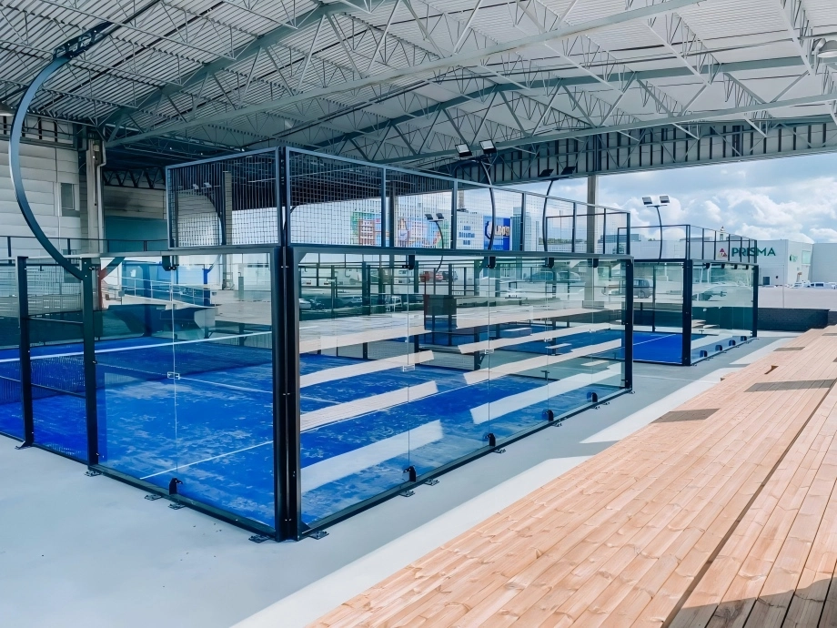 modern padel court with artificial turf for recreational and club use