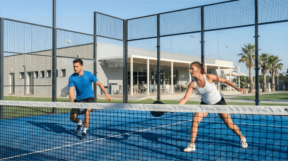padel players on an artificial turf court designed for performance and comfort